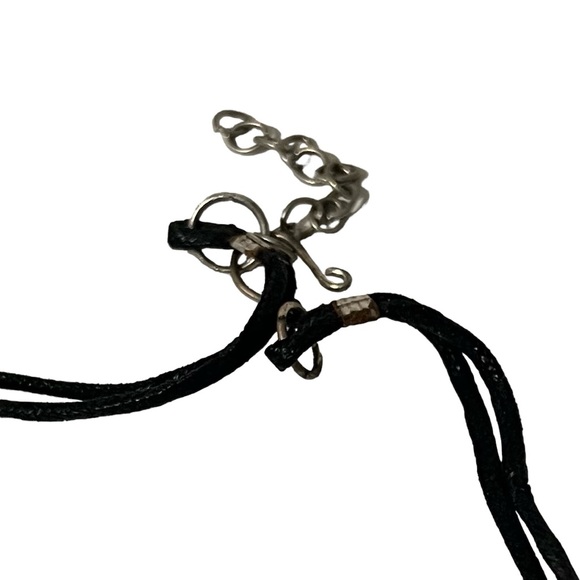 Silver Spoon Flare with Black Fabric Rope Strap 9.5” Necklace - Picture 2 of 4